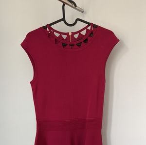 Ted baker hot pink dress with neck detail